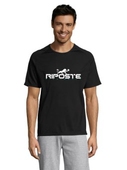 T-shirt Pickleball Homme Technique - Noir & Vert Army| Riposte