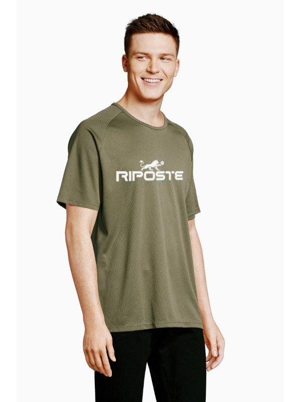 T-shirt Pickleball Homme Technique - Noir & Vert Army | Riposte
