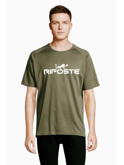 T-shirt Pickleball Homme Technique - Noir & Vert Army | Riposte