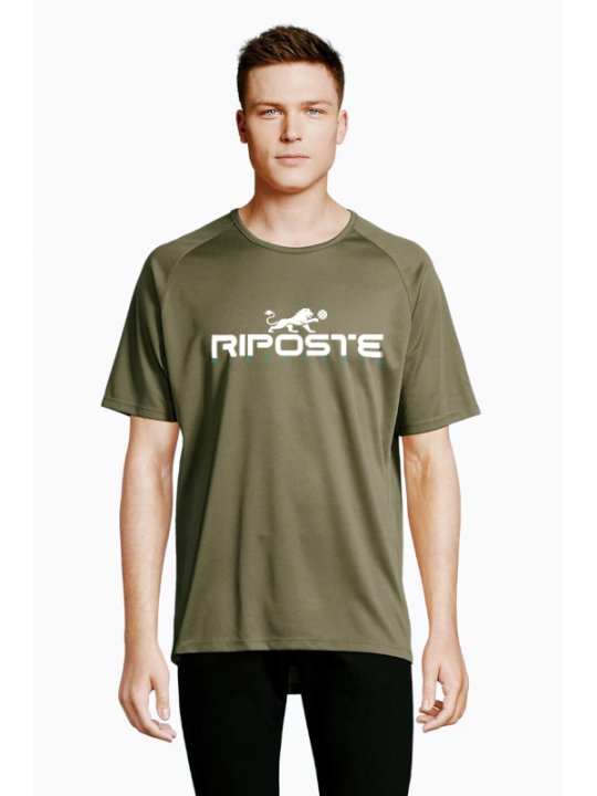 T-shirt Pickleball Homme Technique - Noir & Vert Army | Riposte