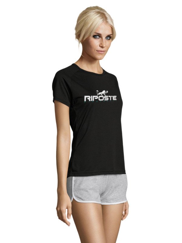 T-shirt Pickleball Femme Technique - Noir & Rose | Riposte