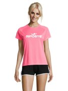 T-shirt Pickleball Femme Technique - Noir & Rose | Riposte